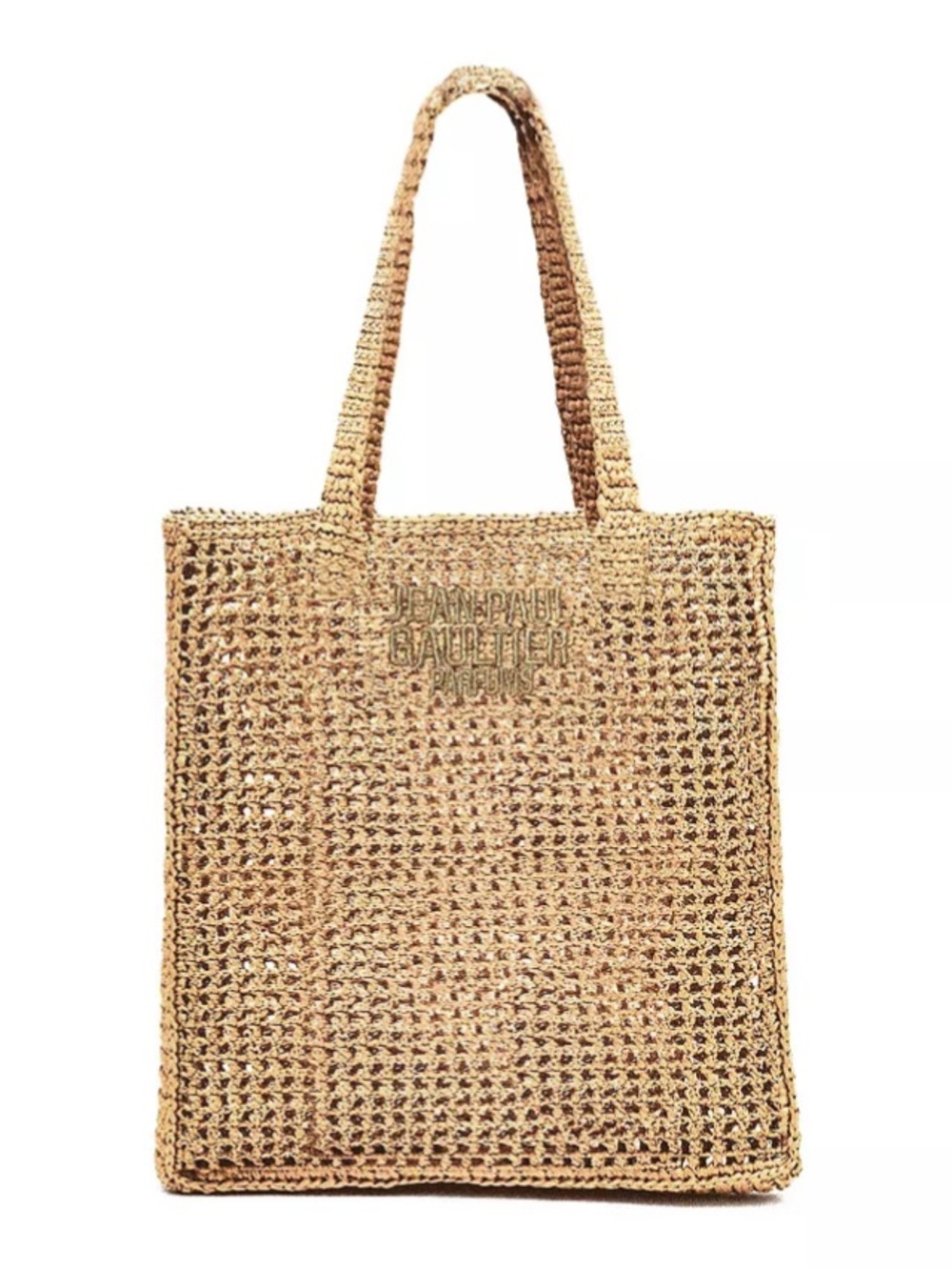 Jean Paul Gaultier Natural Raffia Beige & Shimmering Gold Tote Beach Summer Bag